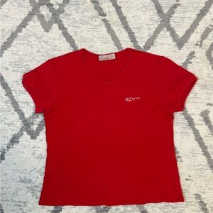 Vintage Y2K Red V-Neck T-Shirt